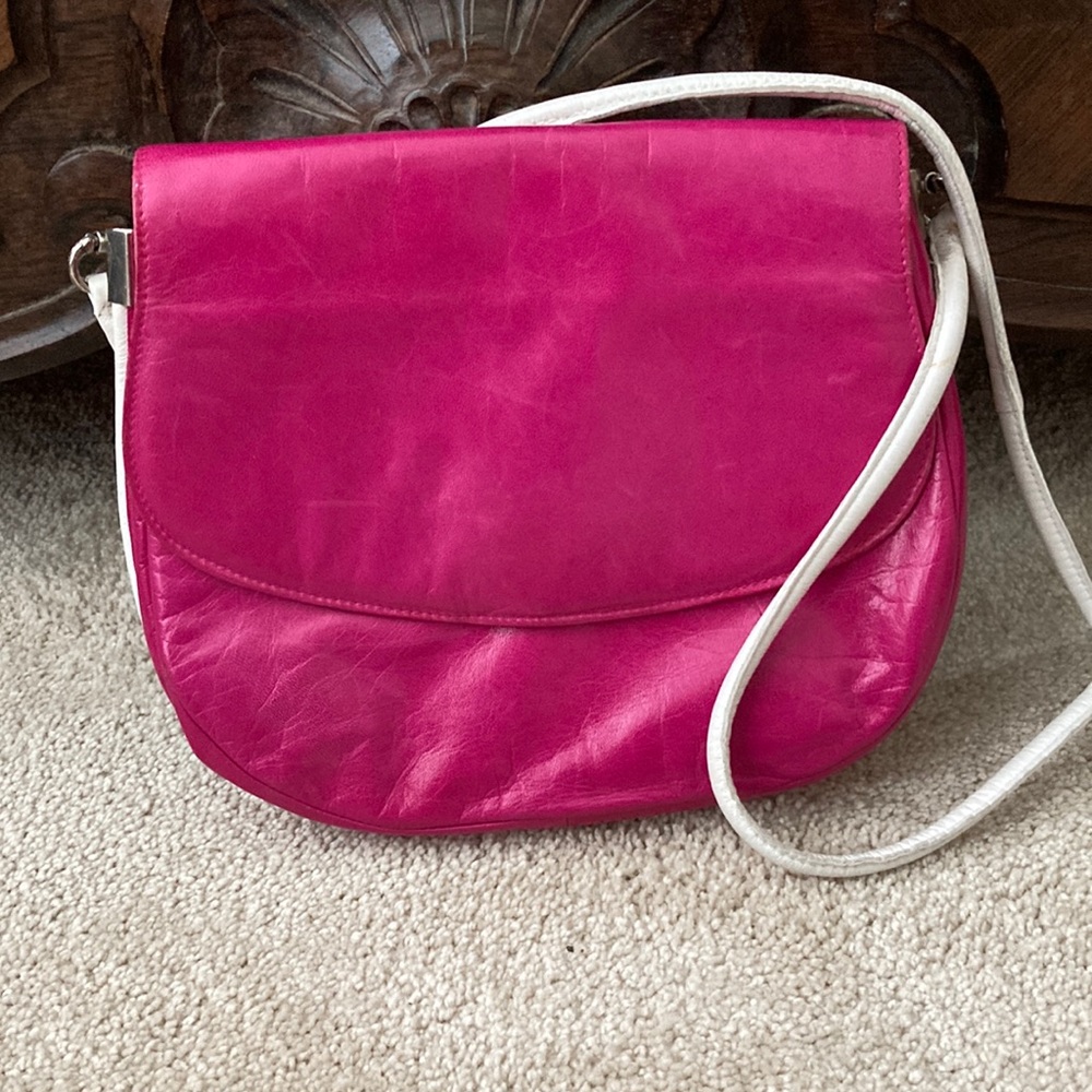 Vintage Hot Pink Leather Charles Jourdan purse